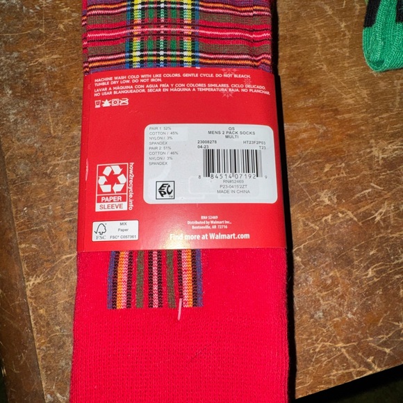 Holiday Time Red and Multicolor Striped Socks - Picture 2 of 2